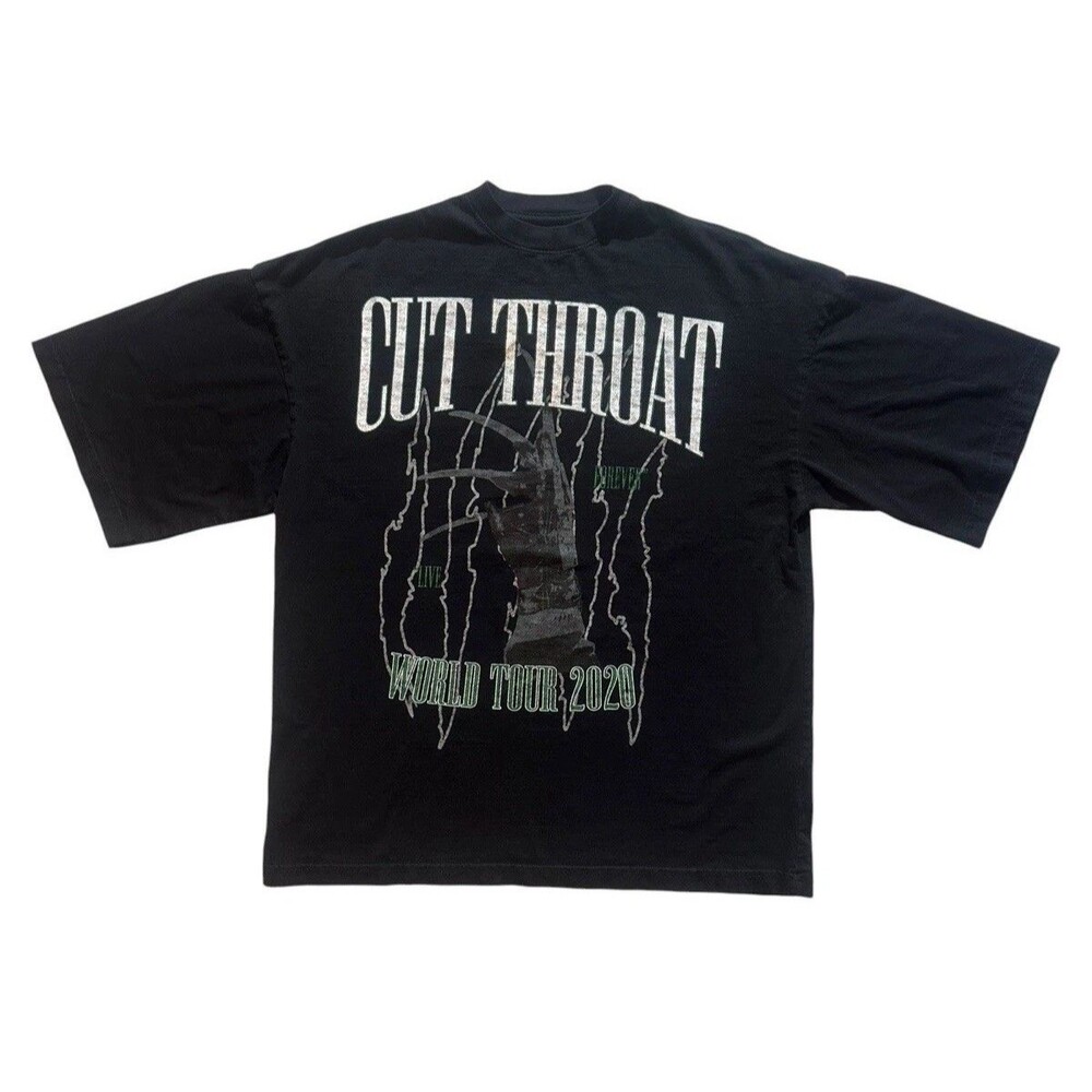 Cut Throat World Tour 20 Black Graphic Tee Double Sided RARE Staff Workforce G59